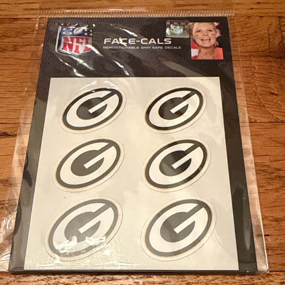 NFL Green Bay Packers Face-Cals Skin Safe Decals NEW